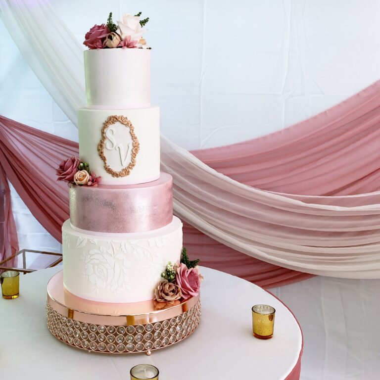Pinks Shades Wedding Cake